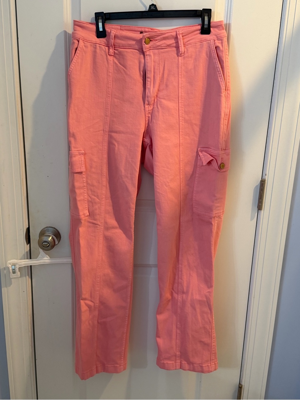 Judy Blue Coral-Pink Straight Leg Cargo Jeans
